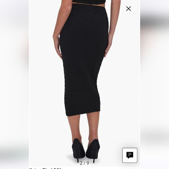 Good American Scrunchie Midi Skirt Textured Black Size Small - Picture 4 of 12